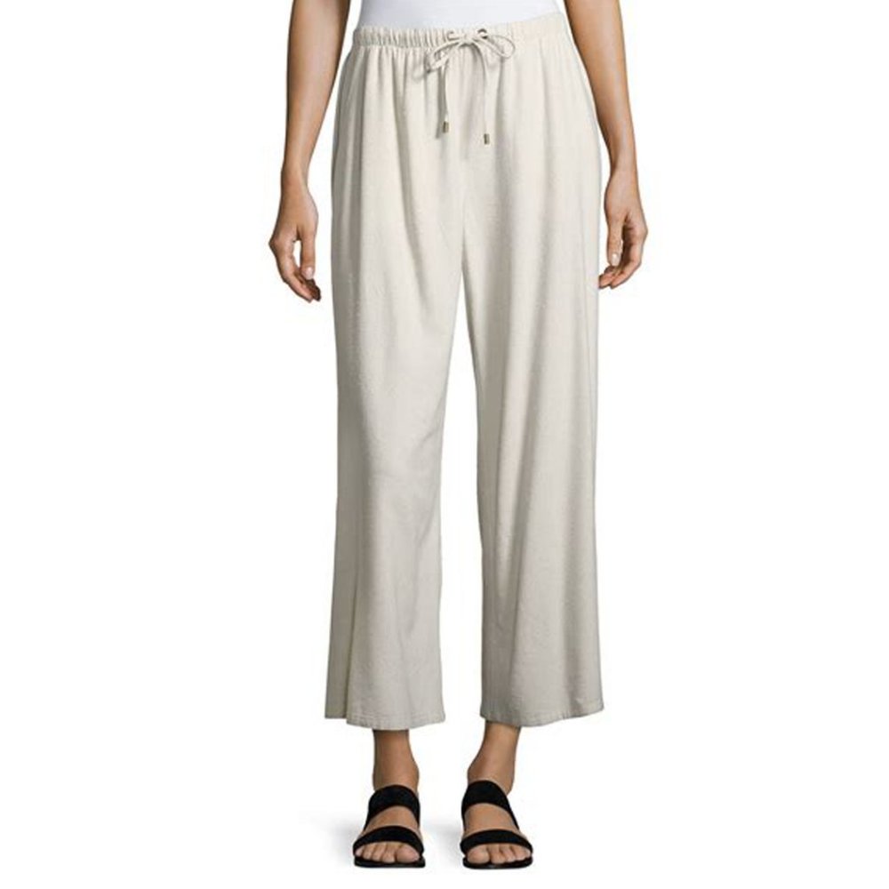 Eileen Fisher Raw Silk Wide Leg Pants Petite S